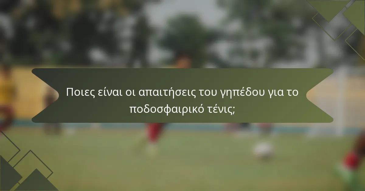 Ποιες είναι οι απαιτήσεις του γηπέδου για το ποδοσφαιρικό τένις;