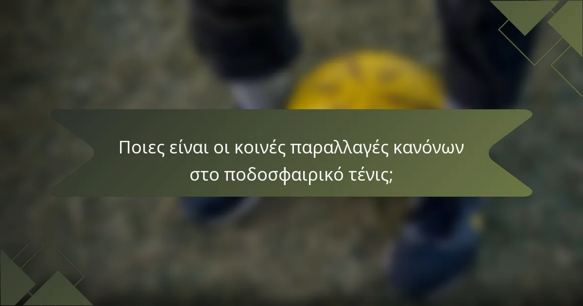 Ποιες είναι οι κοινές παραλλαγές κανόνων στο ποδοσφαιρικό τένις;