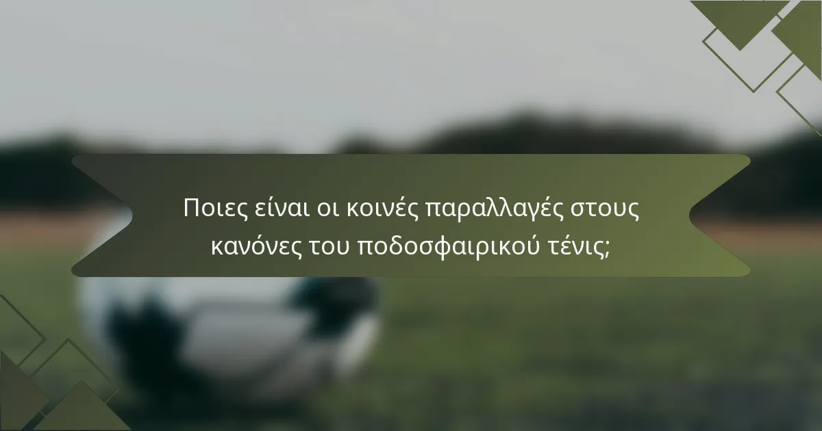 Ποιες είναι οι κοινές παραλλαγές στους κανόνες του ποδοσφαιρικού τένις;
