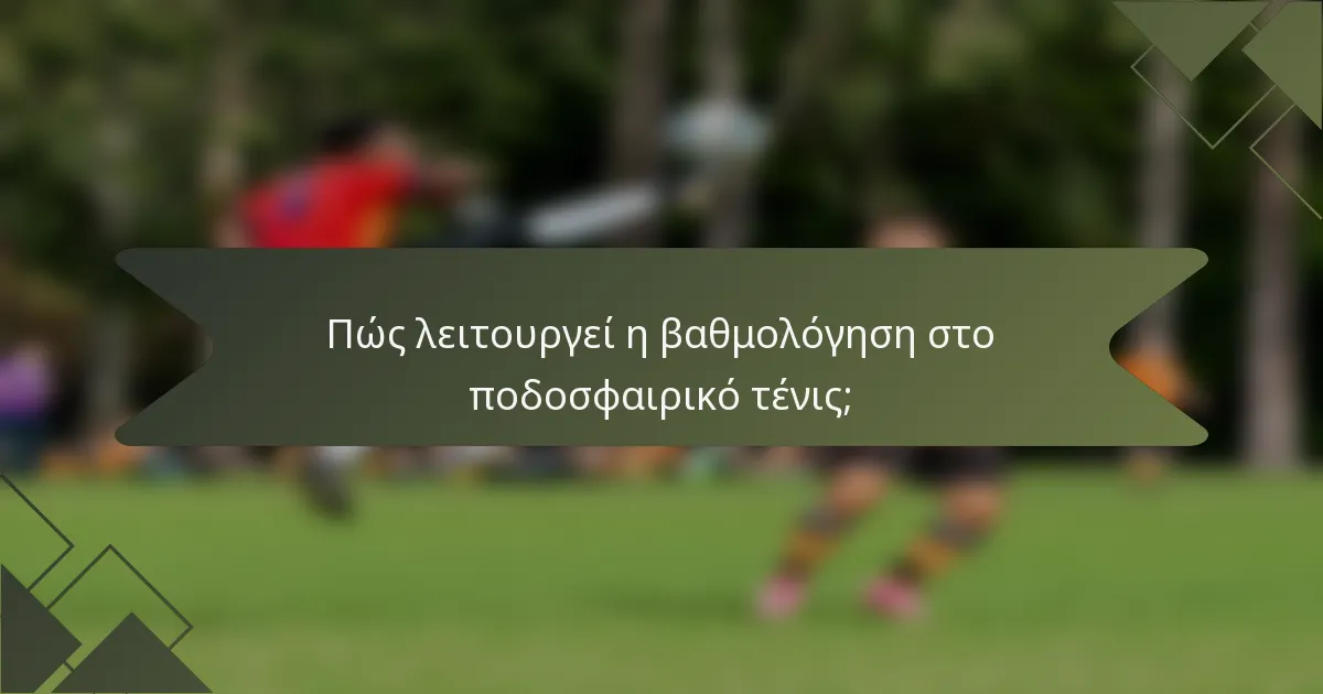 Πώς λειτουργεί η βαθμολόγηση στο ποδοσφαιρικό τένις;